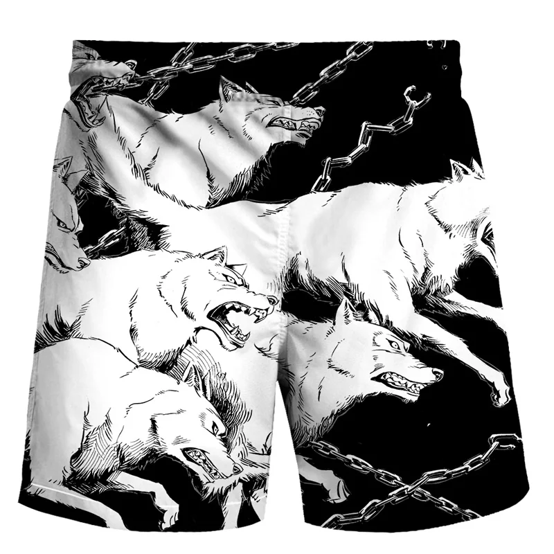 

2021 hot style couple wolf new printed beach pants men's 3d round neck T-shirt fashion casual T-shirt beach pants trend