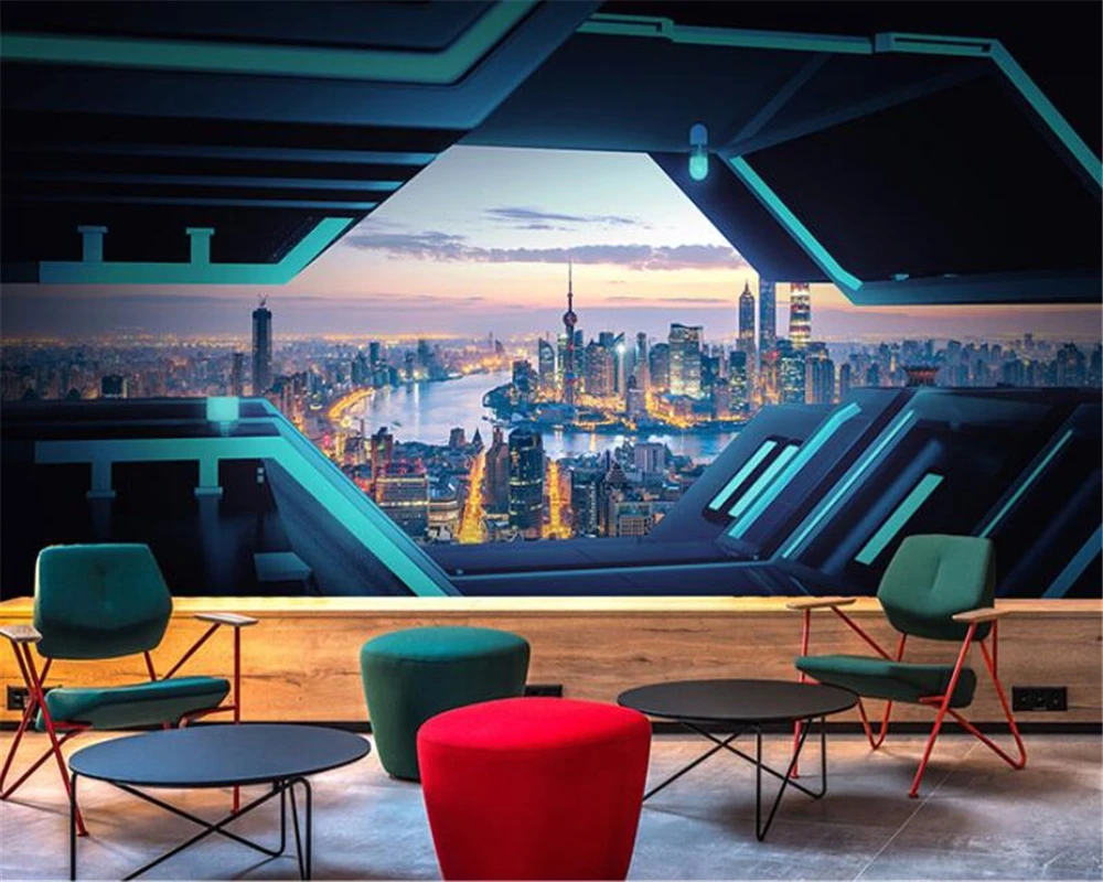 Обои beibehang для офиса и ресторана настенные бумаги с ночным пейзажем по