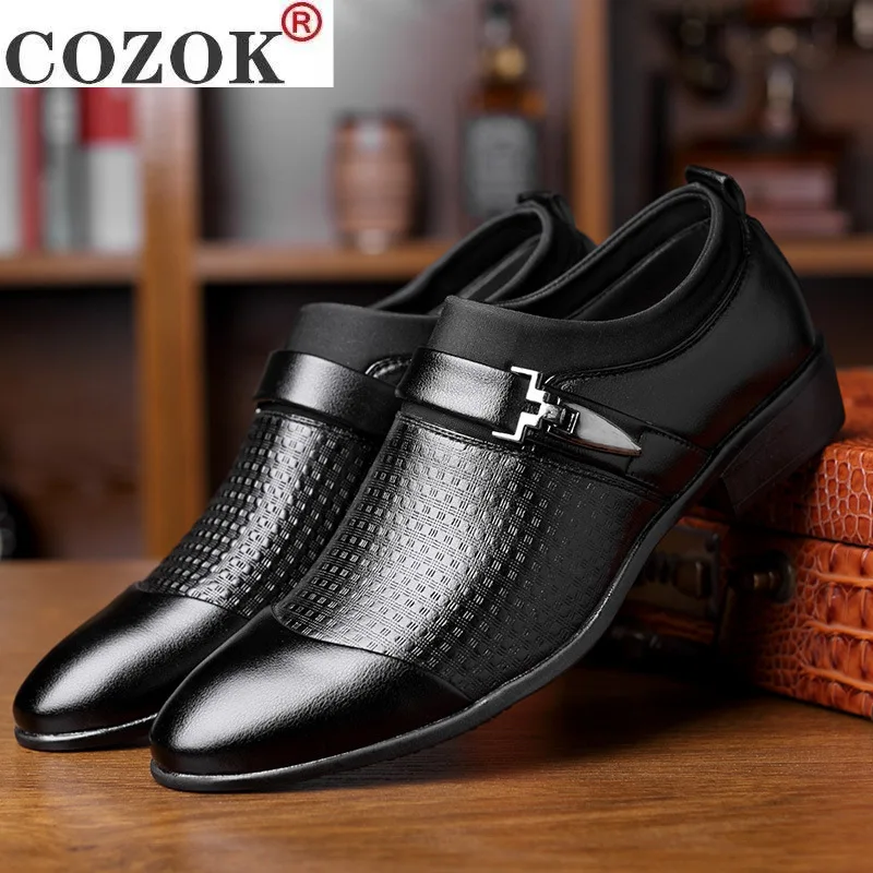 

Autumn Man Leather Shoes Slip On Flats Oxford Business Office Formal Wedding Shoe Pointed Toe Men Dress Leather Shoes 669
