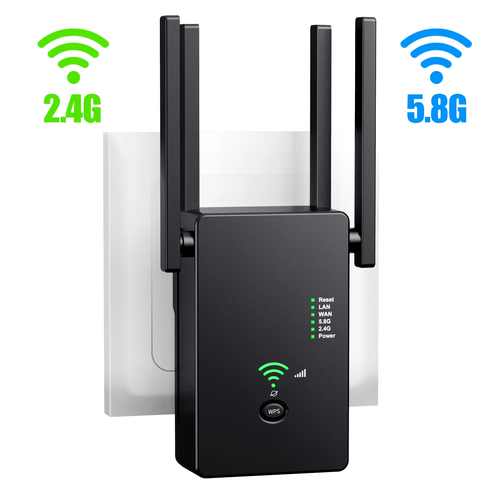 5Ghz Wireless WiFi Repeater 1200Mbps Router Wifi Booster 2.4G Long Range Extender 5G Wi-Fi Signal Amplifier Repeater Black/White