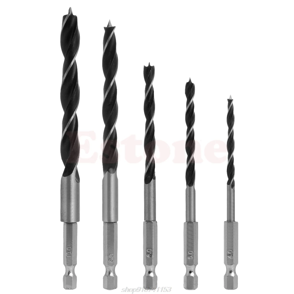 

4 5 6 8 10mm 5pcs Quick Change Metal Tools 1/4" Hex Shank Wood HCS Drill Bit Set J01 21 Dropshipping