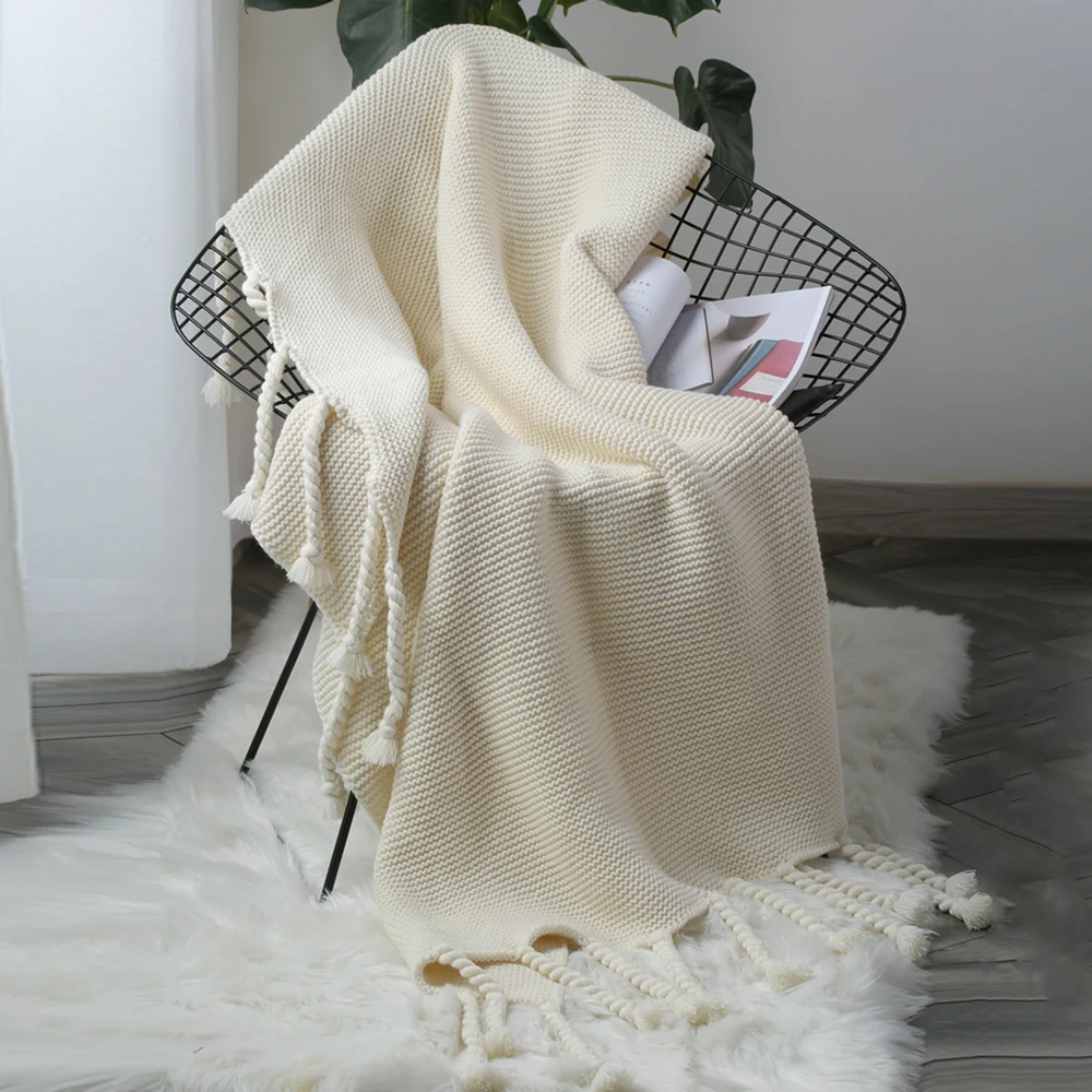 REGINA Luxury Hand Knitted Blanket Throw Frignes Warm Soft Green Yellow Gray Pink Weighted For Bed Fleece Plaid Throws | Дом и сад
