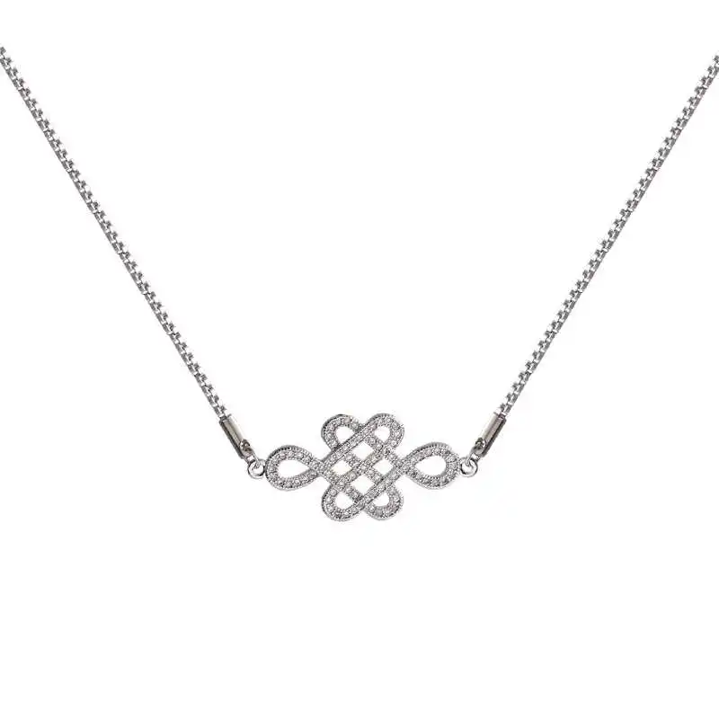 

Jewellery Vintage Charm Korean Fashion Micro Inlaid Women's Diamond Zircon Knot Clavicle Chain Cool Necklace for Women Girls