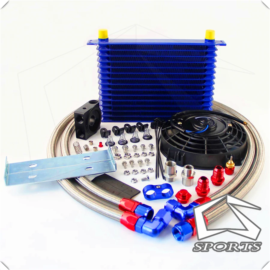 

Trust 15 Row Oil Cooler Kit 3/4X16 UNF Oil Filter Sandwich Plate Thermostat