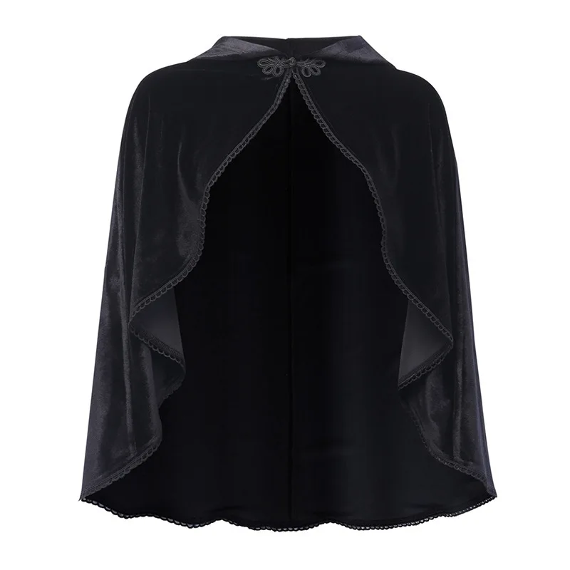 JIEZuoFang Winter Gothic Cape Coat Halloween Velvet Cloak Hooded Medieval Costume Witch Wicca Vampire Autumn Warm Outwear | Женская