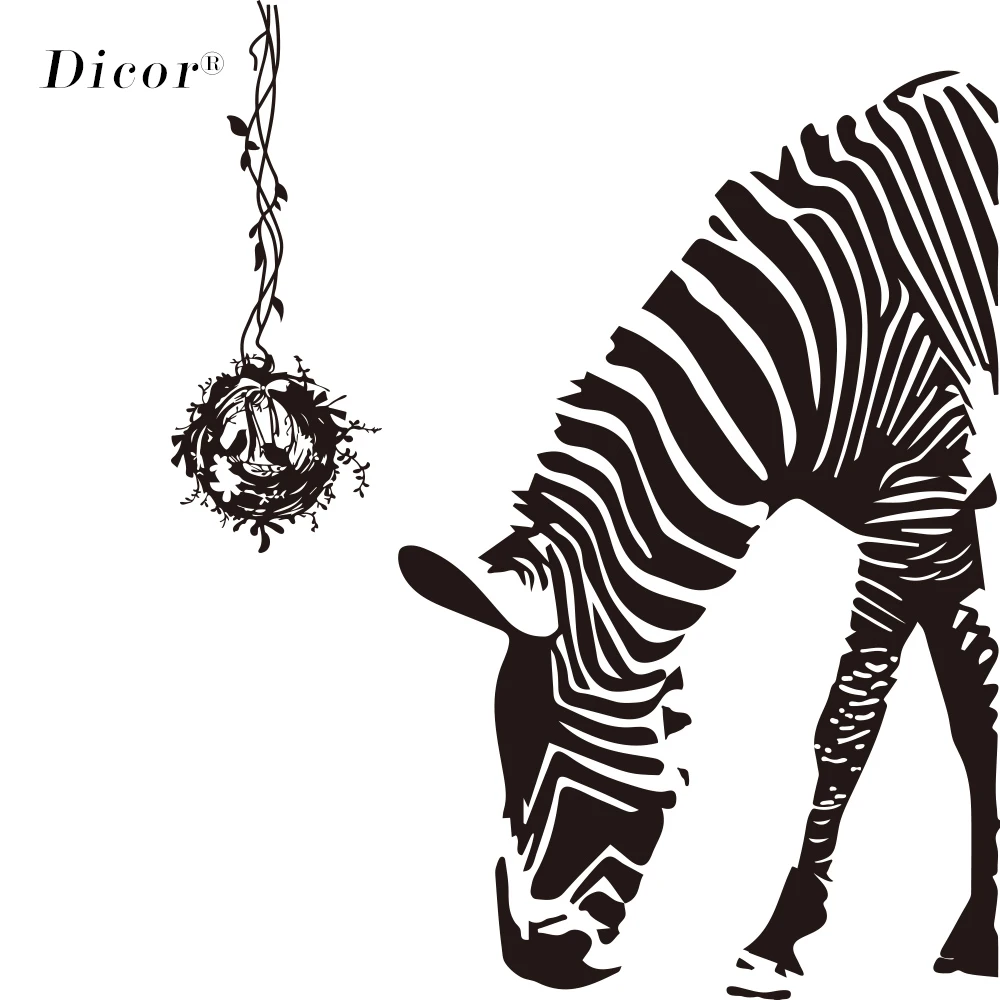 Однотонные черные настенные наклейки Зебра цветок современное оформление стены