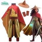 Детский костюм для косплея Raya and The Last Dragon, комбинезон, платье на Хэллоуин, одежда для ролевых приключений, накидка, шляпа, защита на запястье