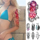 Водостойкая Временная тату-наклейка, розовые лотосы, розы, цветы, флэш-тату, богемный тотем, боди-арт, искусственная тату на руку для женщин и мужчин