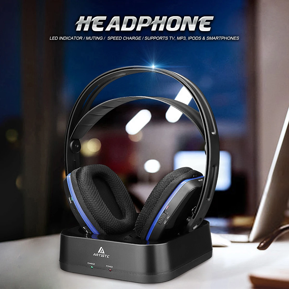 Беспроводные наушники artist D2 2 4 ГГц HiFi bluetooth глубокие басы с трансмиттером