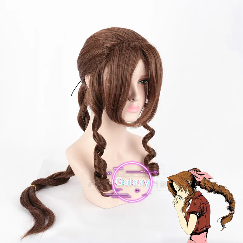 FF VII Aerith Gainsborough волнистые кудрявые коричневые длинные плетеные синтетические