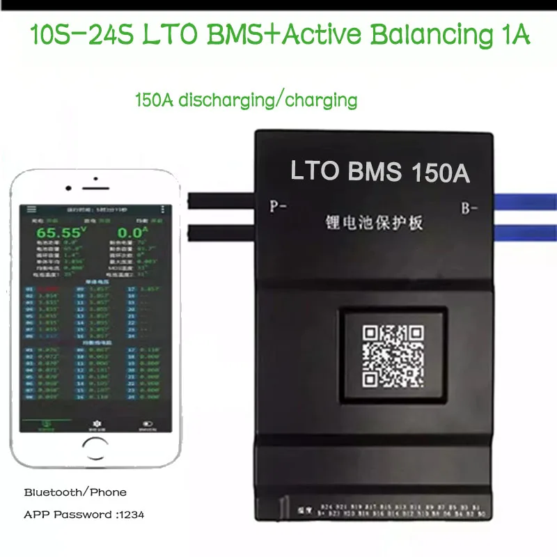 

BMS LTO 2.3V 10S 11S 12S 24V 15S 16S 36V 20S 21S 22S 48V 24S 60V Active Balance 1000mA Bluetooth RS485 Discharge 150A Peak 300A