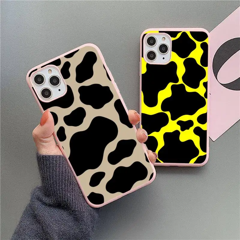 

Cow color Print fashion Phone Case Candy Color for iPhone 11 12 mini pro XS MAX 8 7 6 6S Plus X 5S SE 2020 XR
