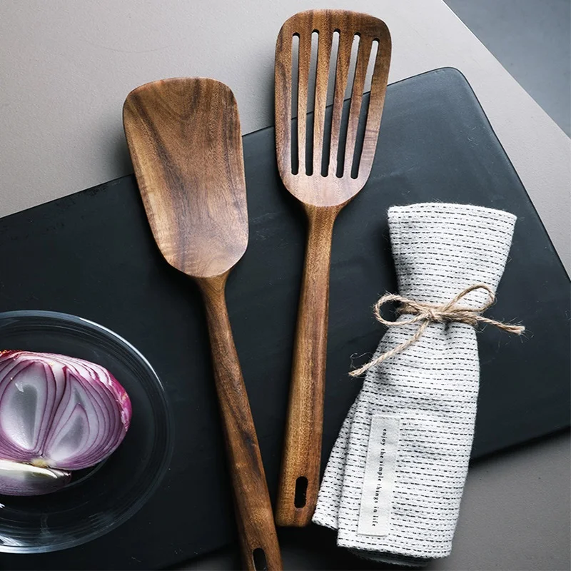 Лопатка Черпак из тикового дерева премиум-класса антипригарная кухонная утварь