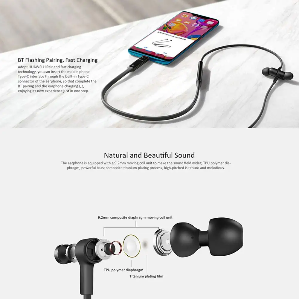 

Original Huawei FreeLace Sport Earphone BT5.0 Wireless HiPair Fast Charging IP55 Waterproof Smart Magnetic Earphone