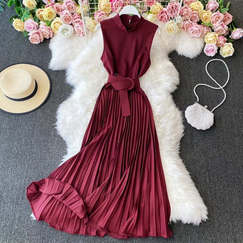 

Женское повседневное длинное платье без рукавов, бежевое/розовое/желтое платье макси с высокой талией и поясом, осень 2020