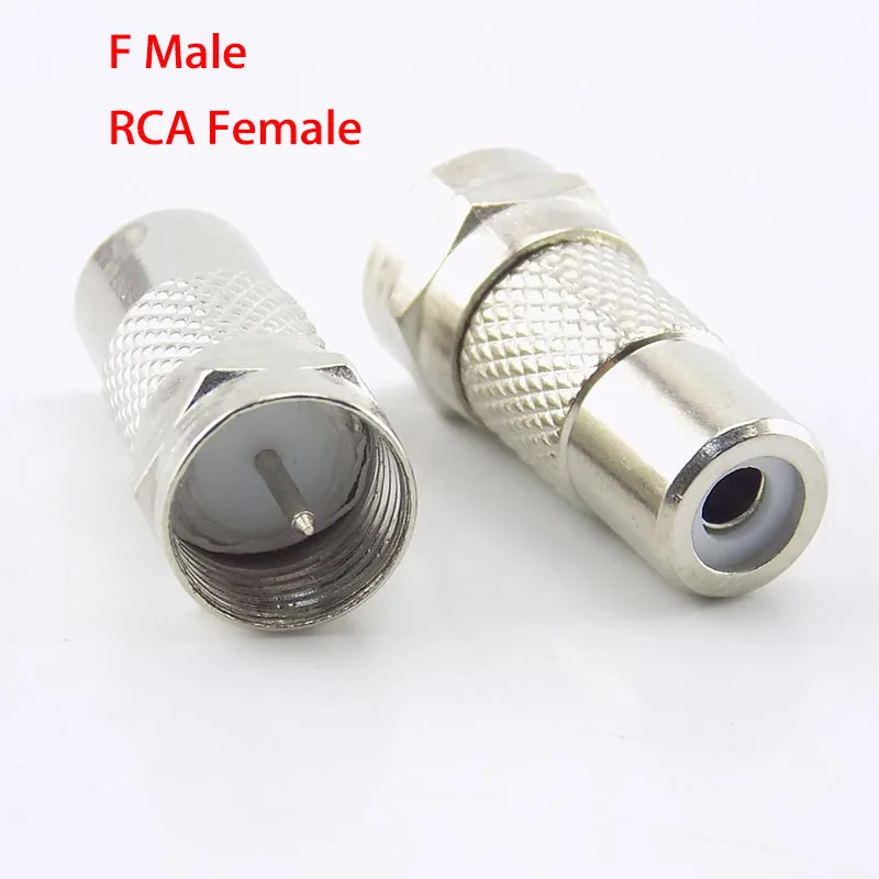 

2pcs Adapter F Type Male Plug to RCA Female Jack TV Video Connector Coax Cable Straight RF Coaxial