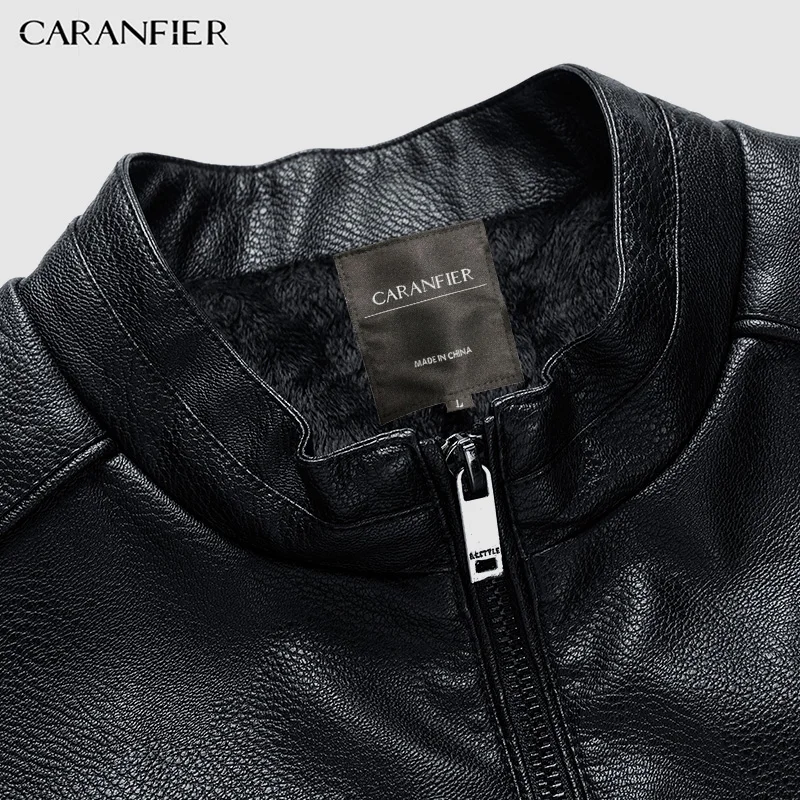 Бренд CARANFIER 2019 Осень зима повседневная куртка из искусственной кожи на молнии