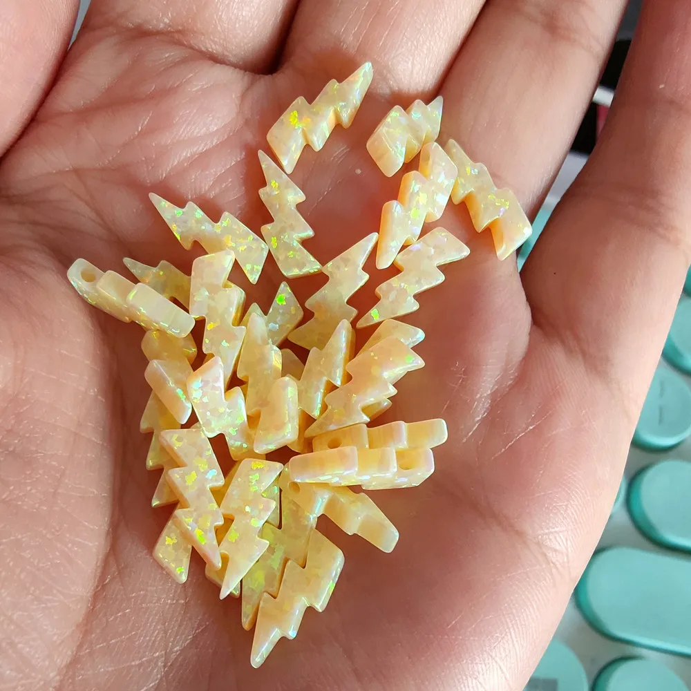 (3 шт./лот) В наличии! Синтетический огненный опал желтого молний очарование кулон