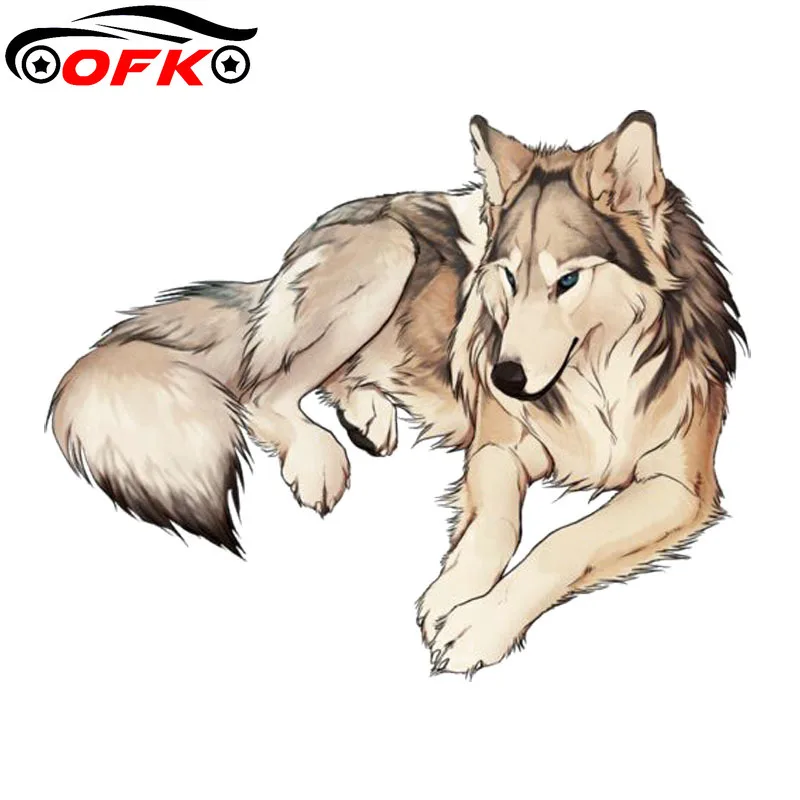 

Fashion Decoration Lying Wolf PVC Motorcycle Car Sticker 13.2CM*10.6CM