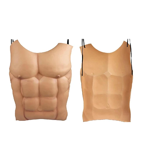 Realistic Nude Skin Muscle Masquerade Costume Tricky Prop Cosplay Fake Macho Chest | Дом и сад