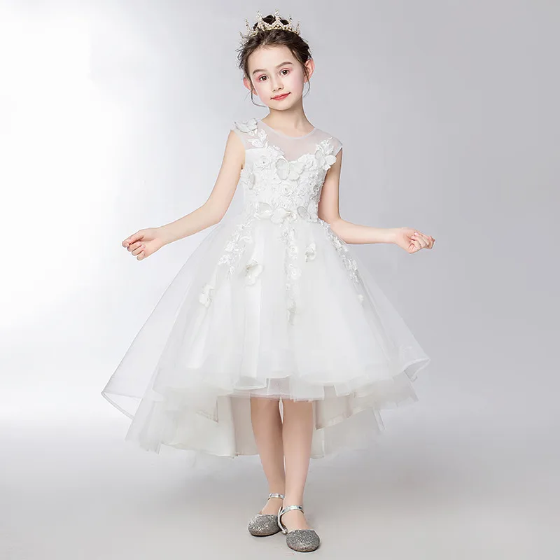 

Quality White Princess Flower Petal Girl Wedding Dress Girls Tulle Fuffy Party Formal Dress Princess Tutu Dress Evening Vestidos