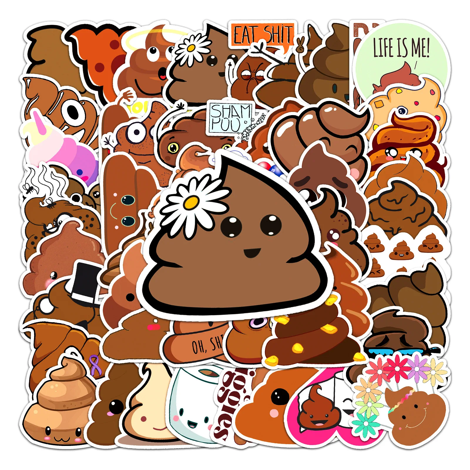 

10/30/50Pcs Poop Cartoon Spoof Suitcase Sticker Creative Waterproof Graffiti Sticker Scooter Computer Tablet Decal