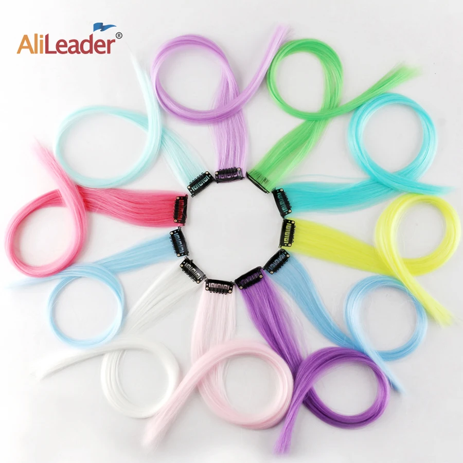 Alileader Synthetic Clip In One Piece 20Inches Glowing Long Straight Hair 11Colors Shining Extension Hair In The Darkness