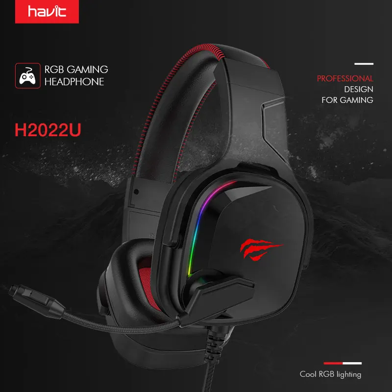 Игровая гарнитура Havit 7 1 с объемным звуком USB проводная RGB светильник игровые