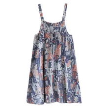 Robe en jean à bretelles pour femme, salopette ample, imprimé, rétro, Midi, Maxi, Denim, été, 2022  (2)