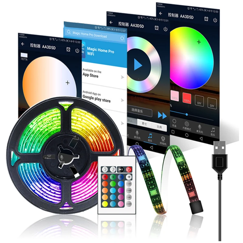 Светодиодная лента RGB5050 с Wi Fi контроллером водонепроницаемая лампа полоска для