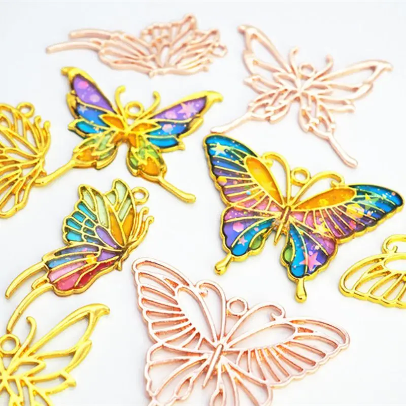 

3Pcs Gold Butterfly Metal Frame Pendant Open Bezel Setting UV Resin DIY Jewelry