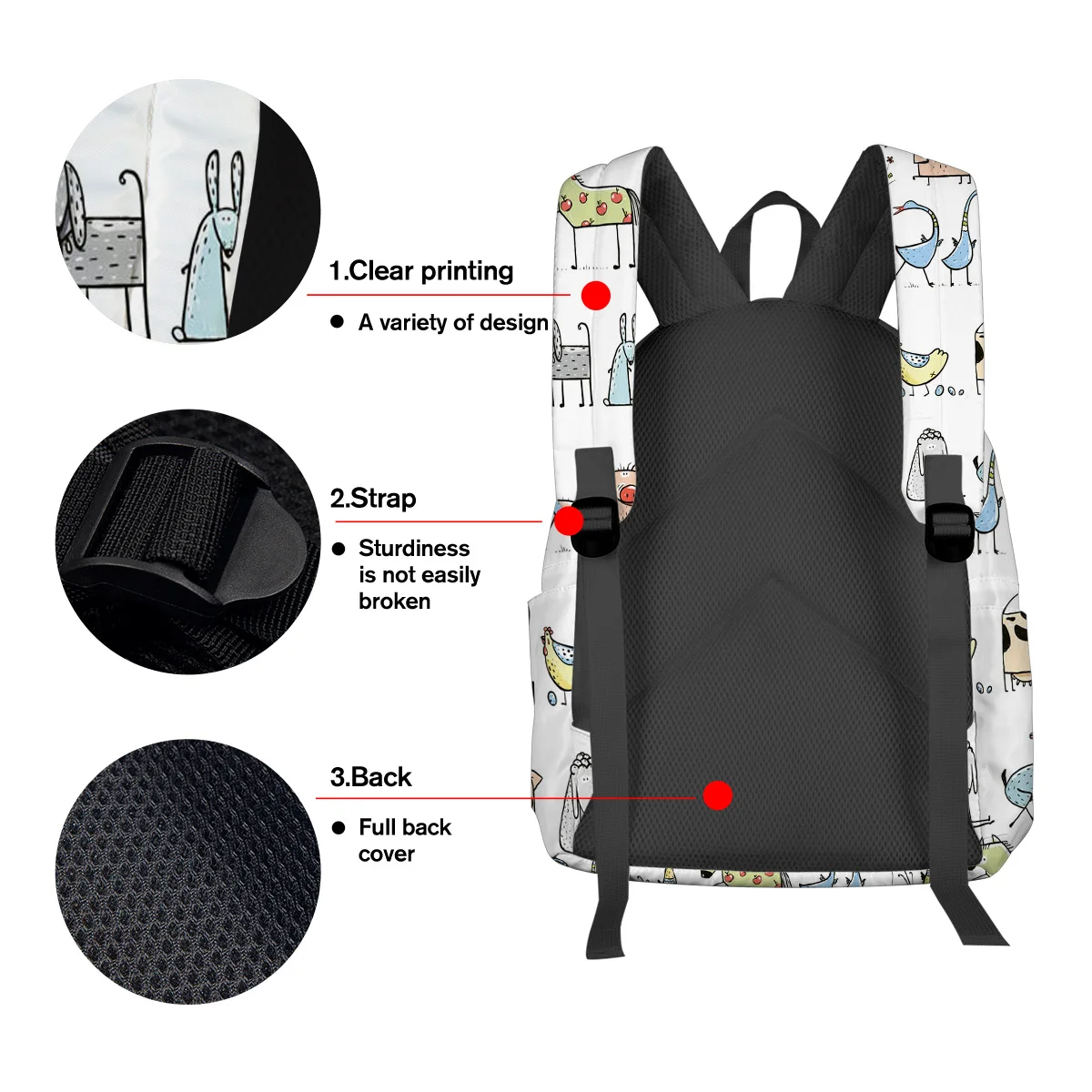 Модный мультяшный рюкзак с животным петухом коровой лошадкой гусиной Свинкой
