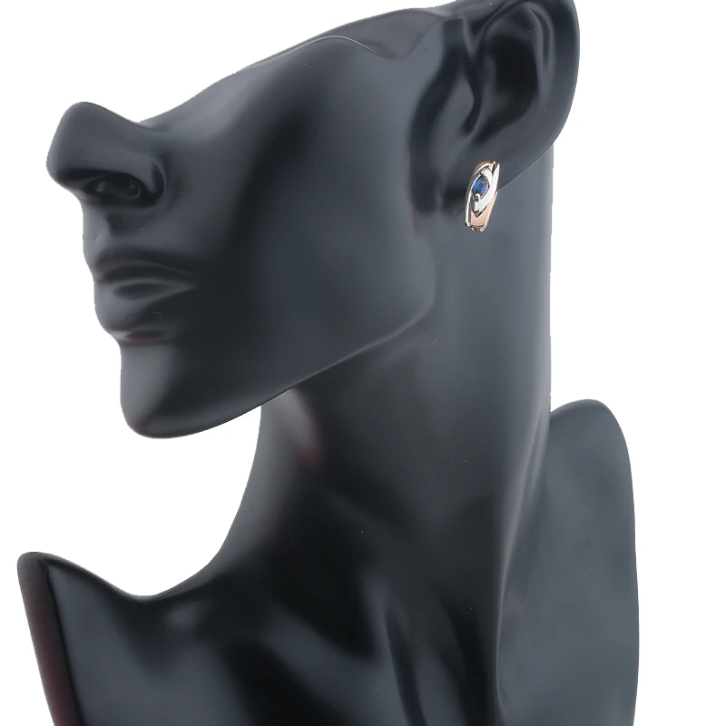 

FJ Women 585 Rose Gold Color Dark Blue Mixed White Drop Earrings