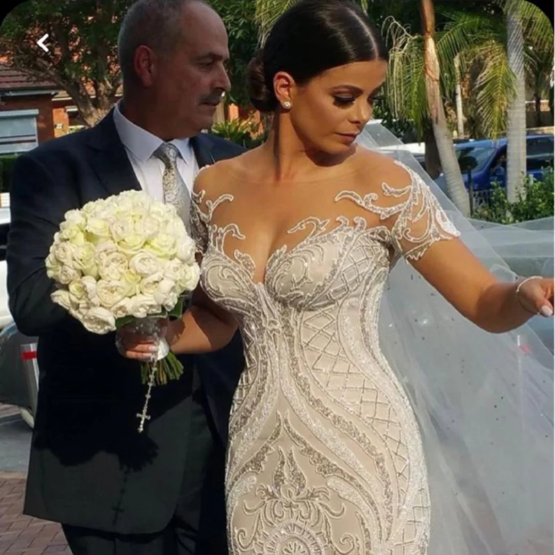 African Mermaid Wedding Dress 2020 Sweetheart Applique Strapless Lace Beaded Wedding Gowns Bridal Dress Sereia Gown Women Slim