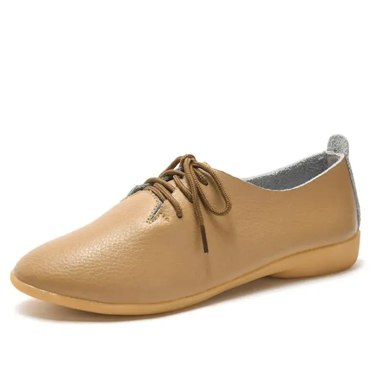 

Women shoes leather flats breathable non-slip lace-up Women's casual shoes 082