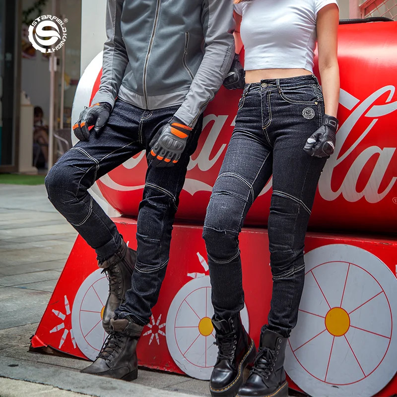 

SFK мотоциклетные джинсы, мотоциклетные брюки, комбинезоны, защитные брюки для пар, темно-синие женские мужские мотоциклетные костюмы, Гоночное снаряжение