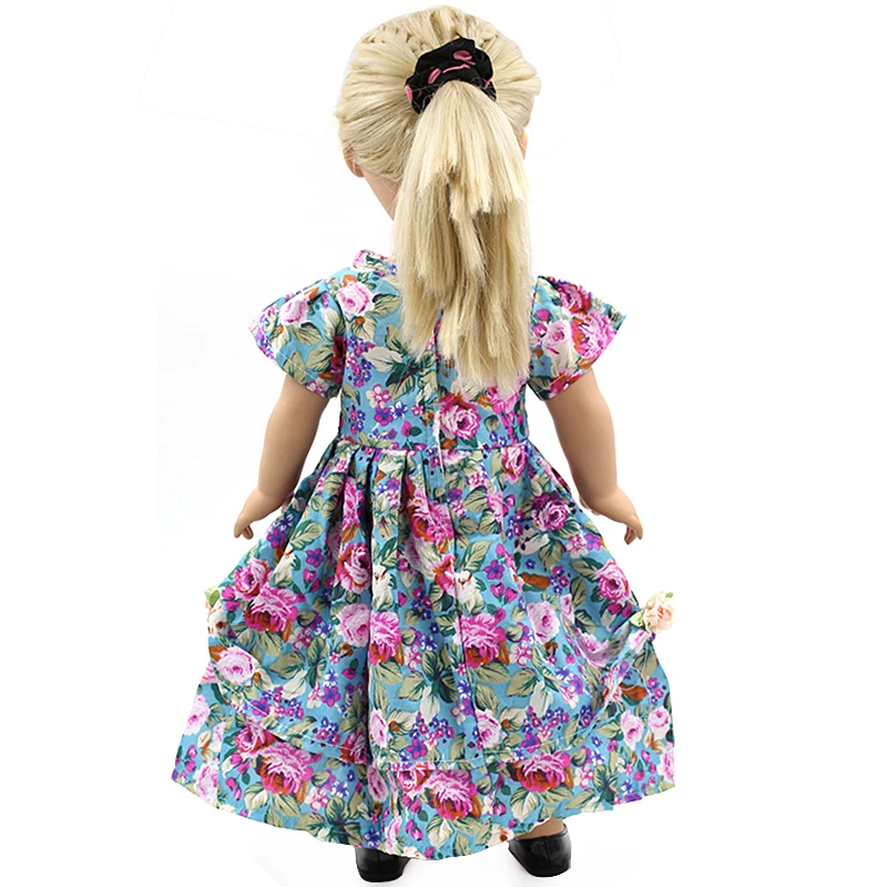 

Girl Doll Clothes Multicolor Print Long Dress Doll Clothes For 18" Girl Doll Flower Dresses Best Gift MG-051