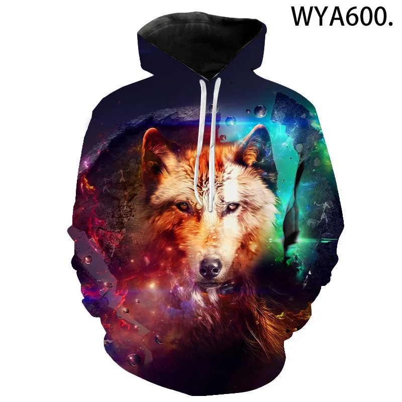 

Spring Autumn Hoodies Men Women Children Streetwear Sweatshirt Cool Animal Casual Dazzling Wolf 3D Printed Hoodie Boy Girl Hoody