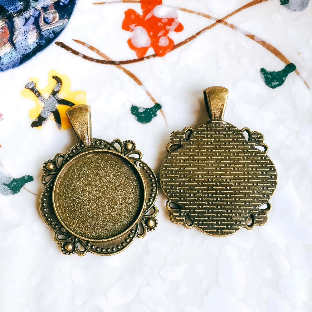 5 шт./лот 20 мм ожерелье с подвеской в античном бронзовом серебристом цвете пустая