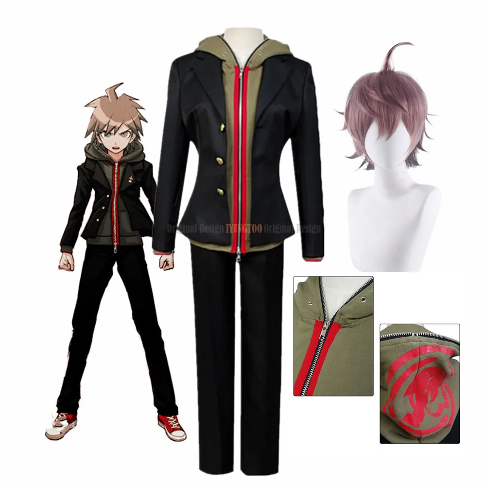 

Костюм Аниме Danganronpa Naegi Makoto, парик, толстовка, косплей