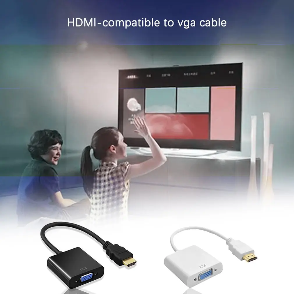 Новый адаптер HDMI-совместимый с VGA 1080P папа-мама преобразователь цифро-аналоговый