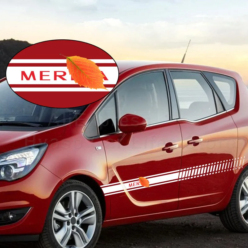 

Автомобильные гонки спорт длинная полоса наклейка для Opel Meriva Авто Виниловая пленка наклейки самоклеящиеся аксессуары