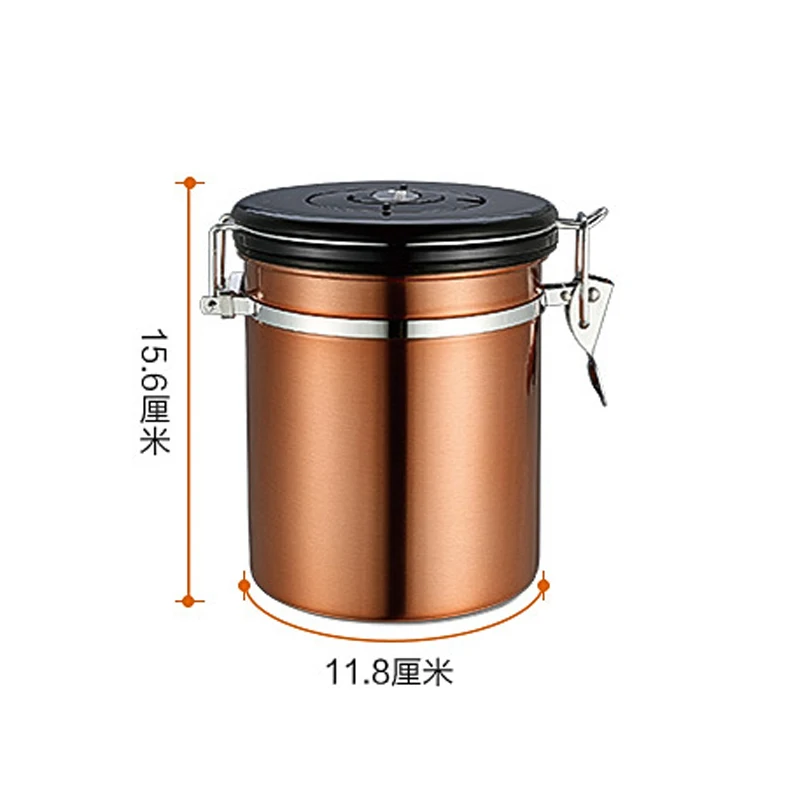 

1.5L 304 Stainless Steel Sealed Tank with Exhaust Valve Storage Tank for Coffee Beans Milk Powder Tea Dried Fruit