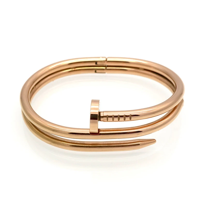 Rose Gold Модный браслет для ногтей для женщин, титановая сталь, проложили круглый серебряный золотой цвет, женские браслеты и браслеты - Окраска металла: Rose Gold