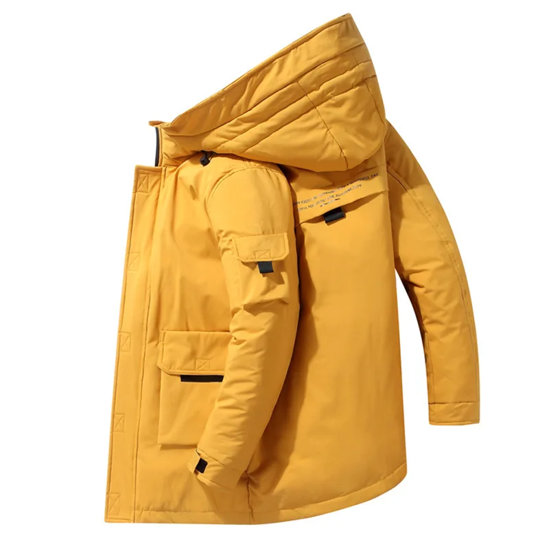 Mid-length Thick Warm Winter Tooling Wind Overalls Hooded 2021 New Fashion Couple Men Down Jacket Women's