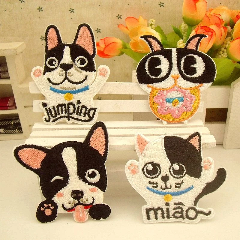 Животное мультфильм патч вышивка милая собака утюг для пришивания на одежду