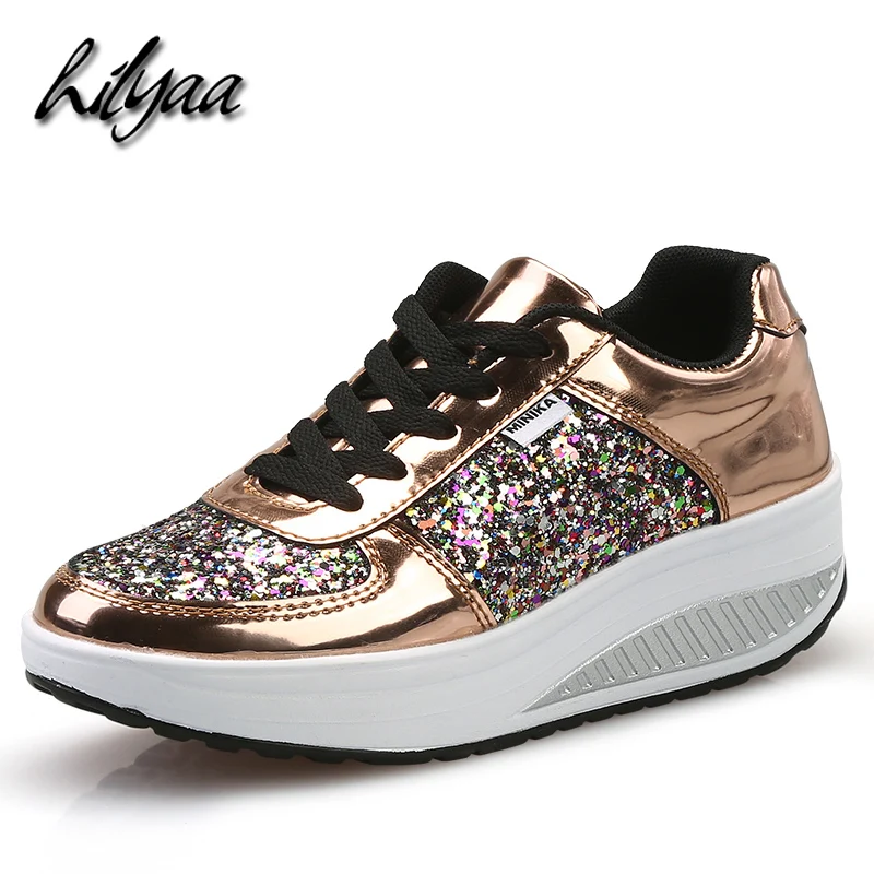

Woman New Fashion Platform Sneakers Female Bling Shoes PU Comfort Sport Trainers Brand Girls Sneakers Boat Shoes Women Big Size