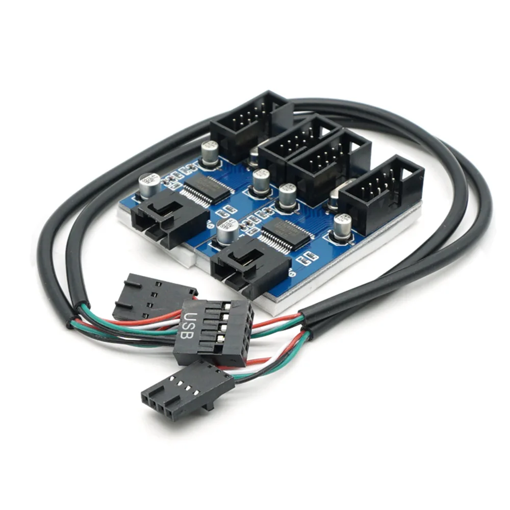 

9-контактный USB-разъем для материнской платы, усилитель, 4-портовый Штекерный разъем, Расширительная карта, разделитель, одна точка, две, четы...