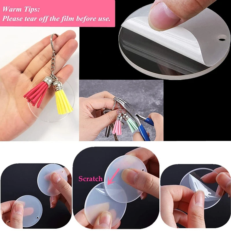 

Acrylic Keychain Blanks Making Tassels Set 120Pcs Including 30Pcs Blanks 30Pcs Tassels 30Pcs Rings 30Pcs Jump Rings