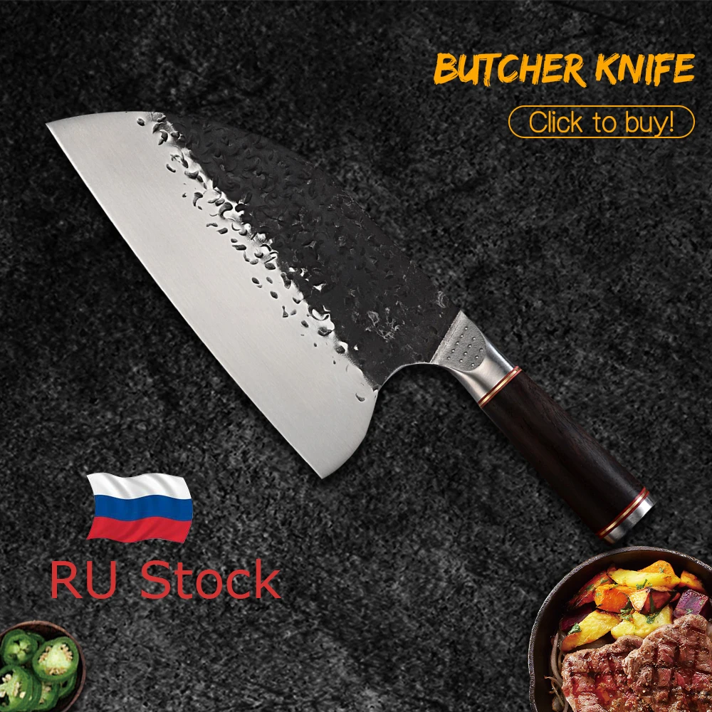 

Дамасский нож ручной работы, кованый мясник, нож с широким лезвием, китайский нож мясника, походный сербский нож шеф-повара с рукояткой из че...